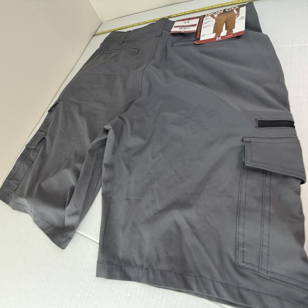 Iron Co Men's Stretch Tech Cargo Short Size 34 Greyhound Gray Sporty Golf - Picture 4 of 16